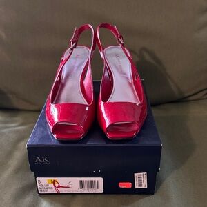 Anne Klein Glossy Red Slingback Heels